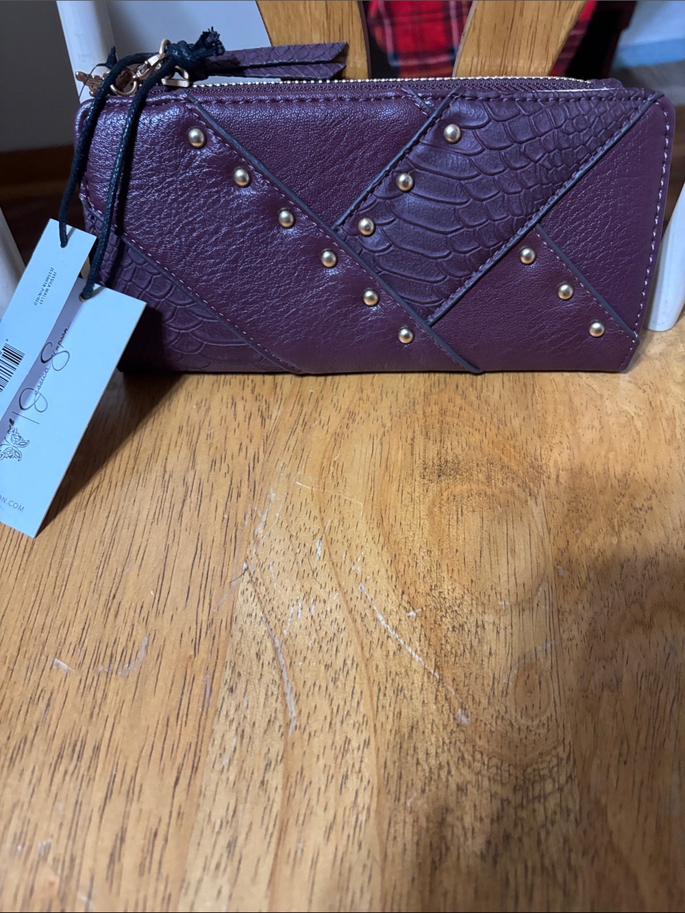 Jessica Simpson Plum Patchwork Stud Wallet